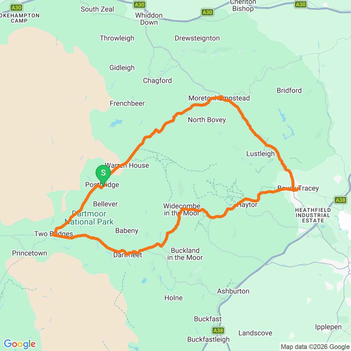 Route map for Ancient Granite Tour
