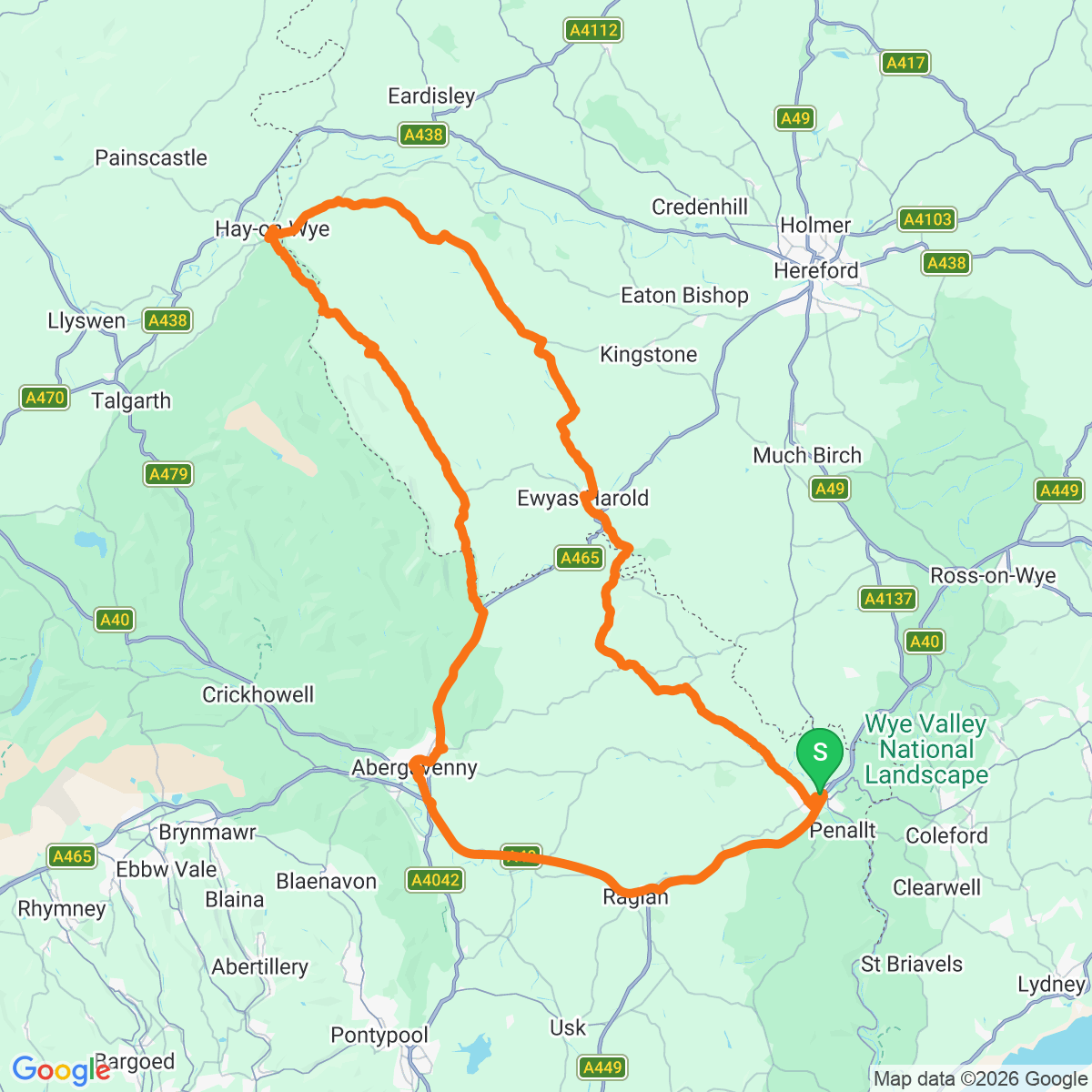 Black Mountains Borderland route map