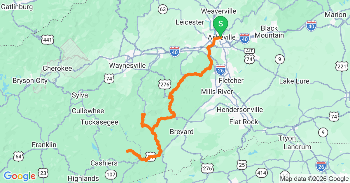 Blue Ridge Parkway South route map
