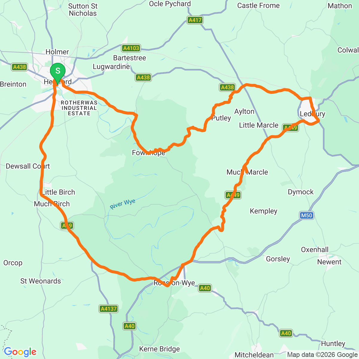 Route map for Herefordshire Highlands