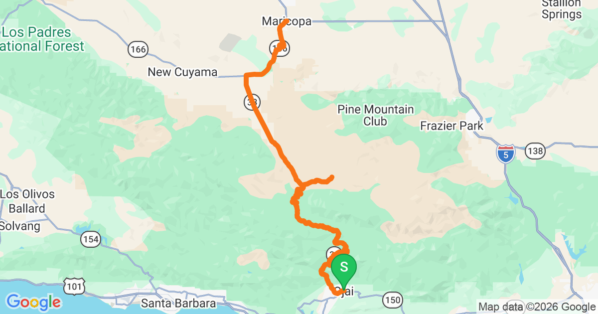 Highway 33 — Ojai to Maricopa route map
