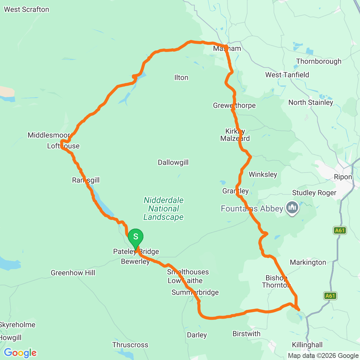 Route map for Nidderdale Explorer