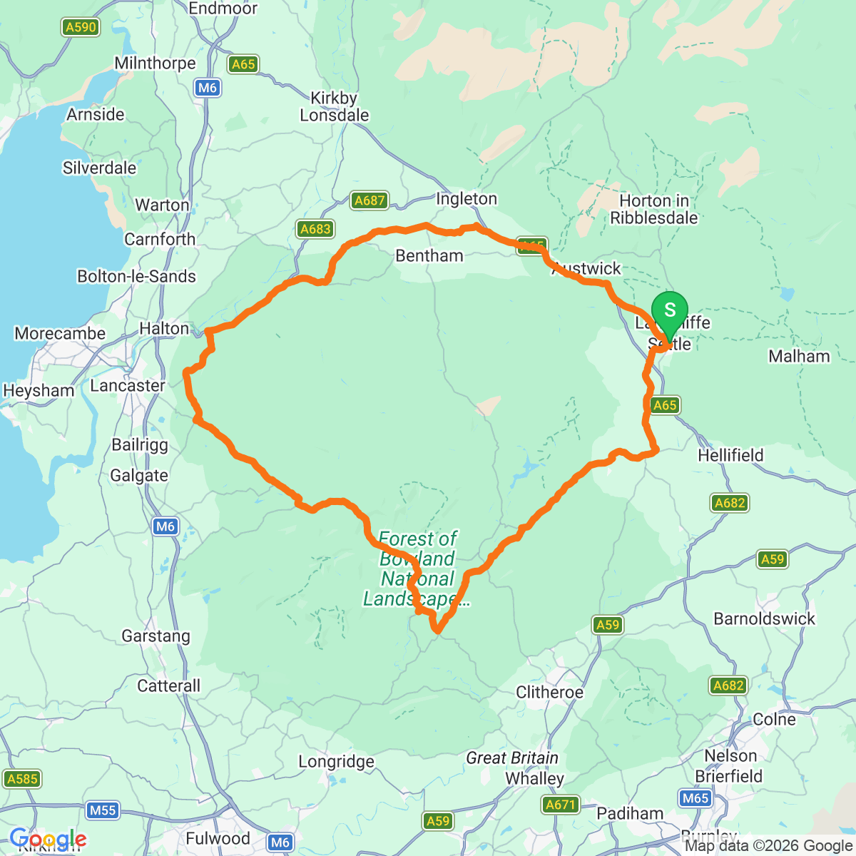 Route map for Northern Bowland Sweeper