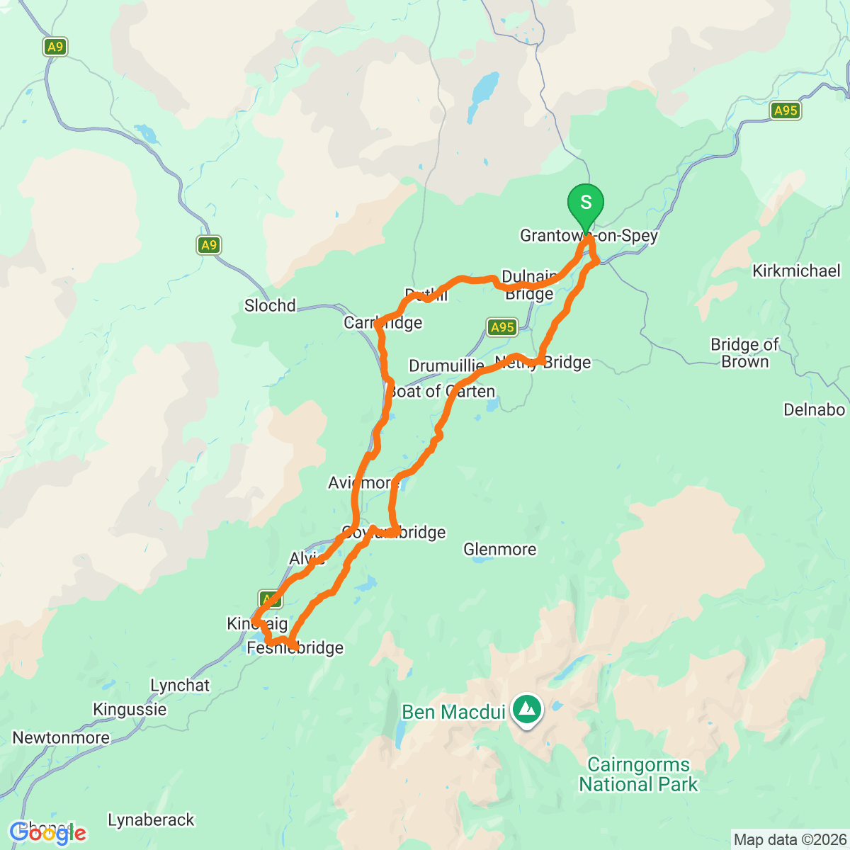 Route map for Northern Cairngorm Explorer