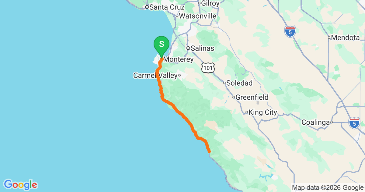 Pacific Coast Highway — Big Sur route map