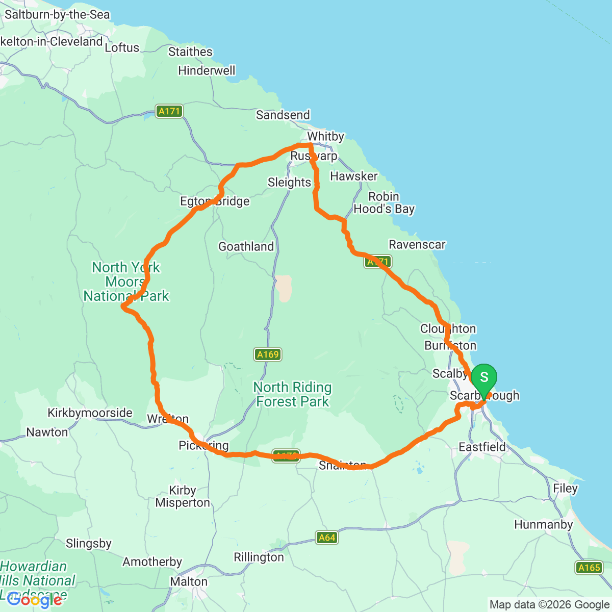 Route map for Scarborough Hinterland