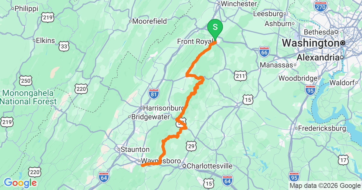 Skyline Drive — Shenandoah route map