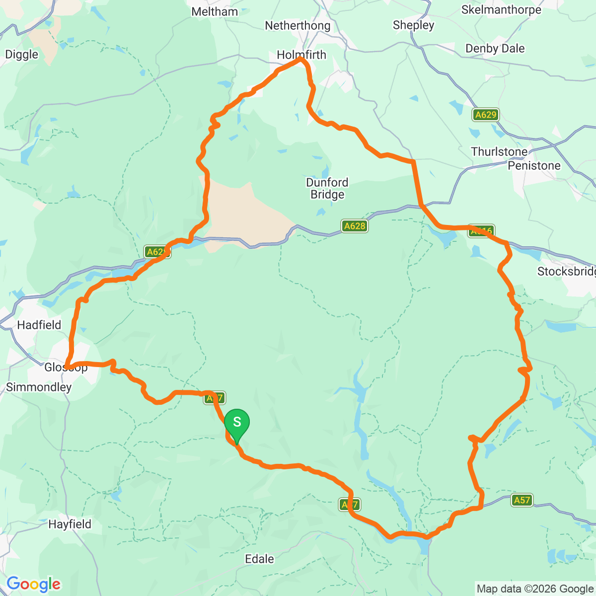 Route map for Snake Pass & Strines