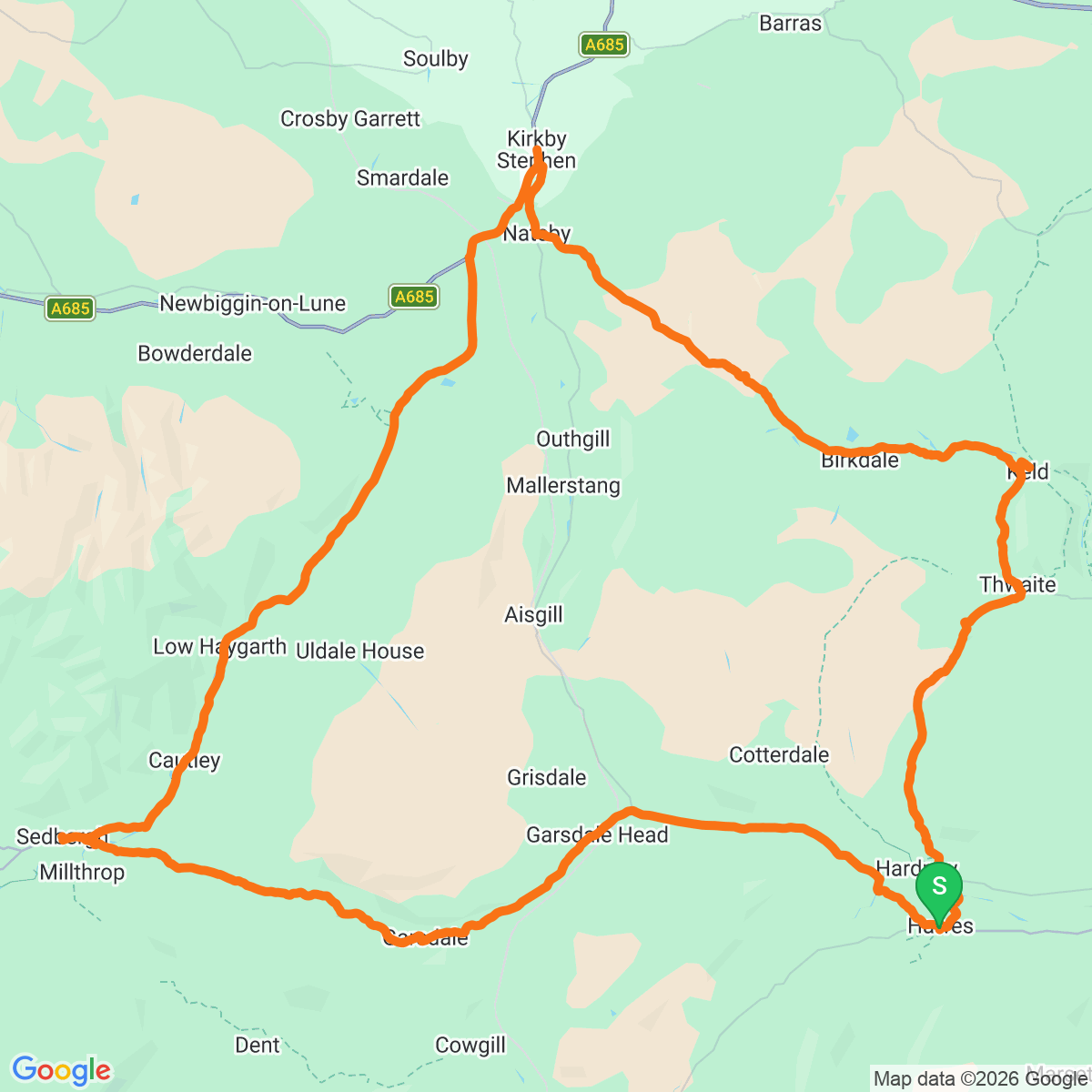 Route map for The Buttertubs Run