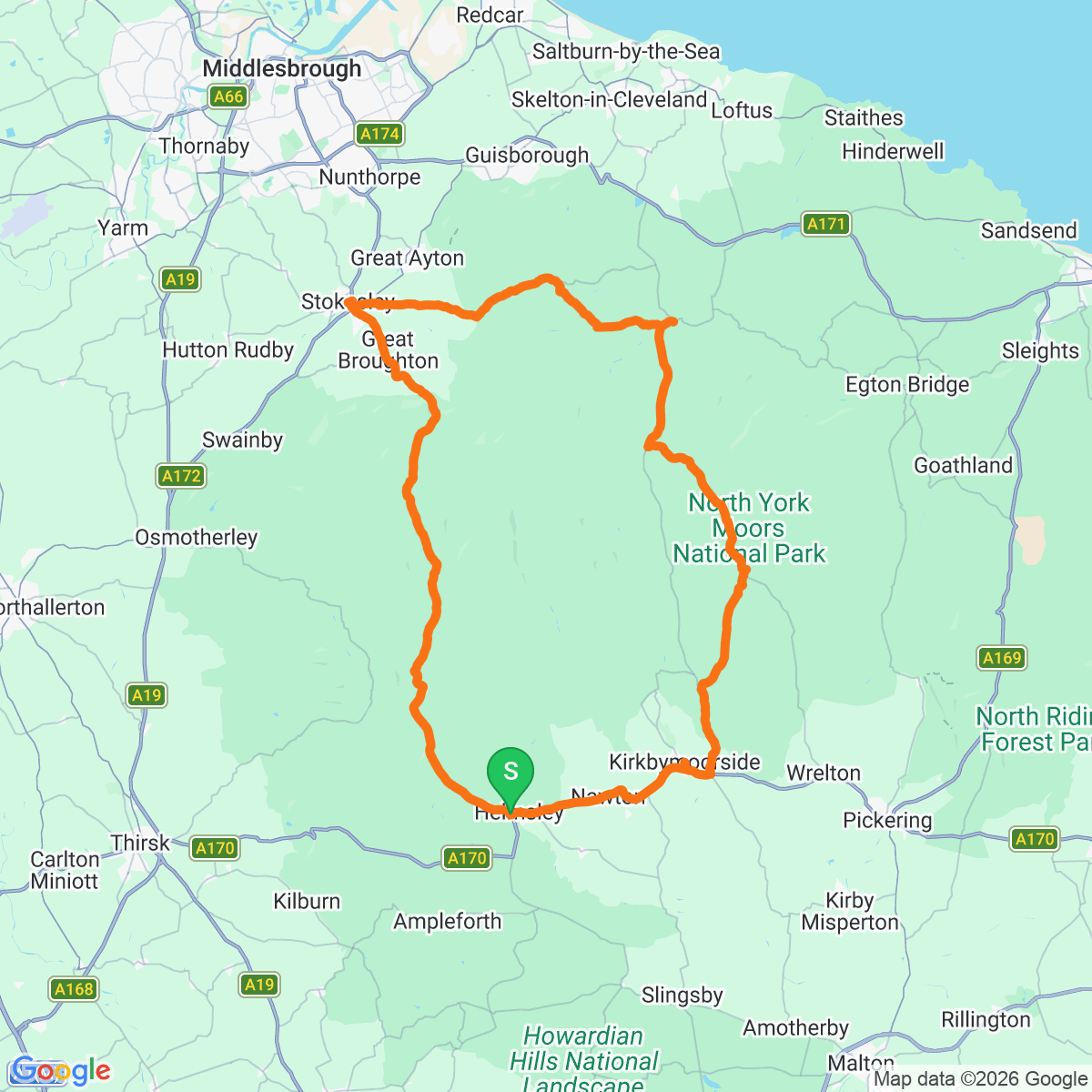 Route map for The Moors Heartlands