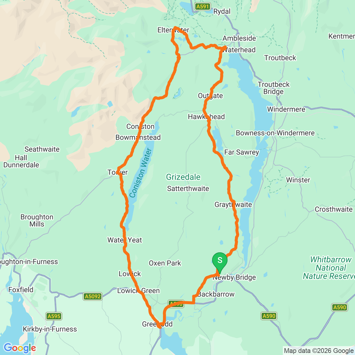 Route map for The Southern Scree