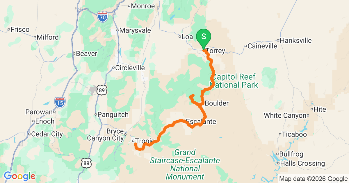 Utah Highway 12 route map
